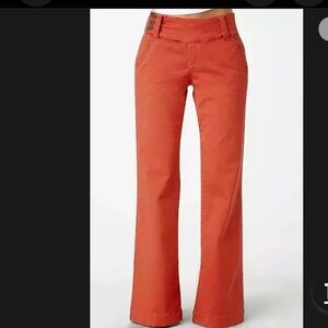 NWT Flamingo Brand Button Side Wide Leg Trouser Pants In Orange Womens Size L